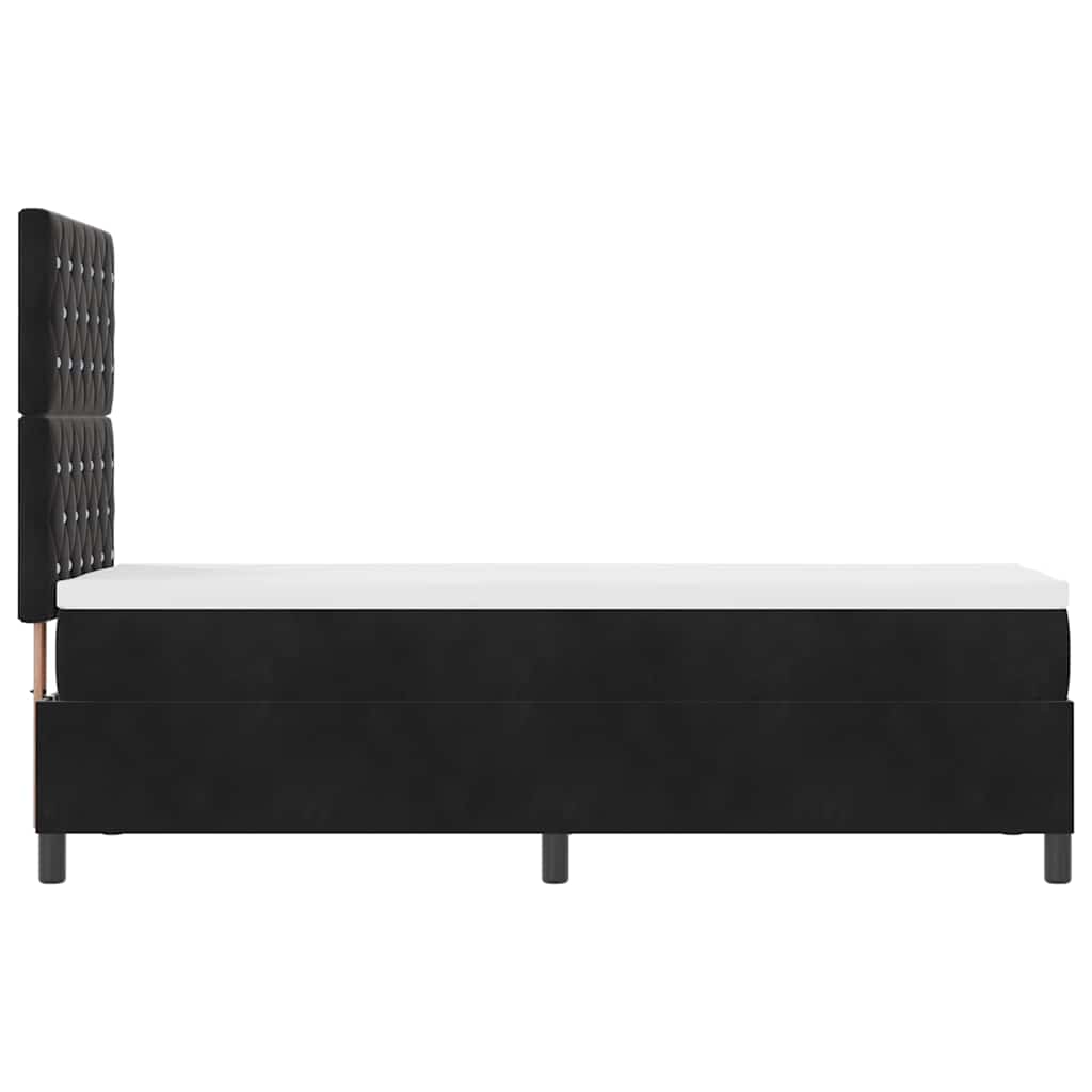 Box Spring Seng Med Madras Sort 80 X 200 Cm Fløjl - Billede 9