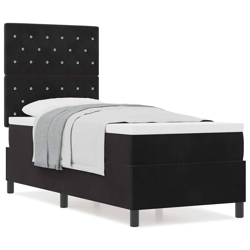 Box Spring Seng Med Madras Sort 80 X 200 Cm Fløjl - Billede 4