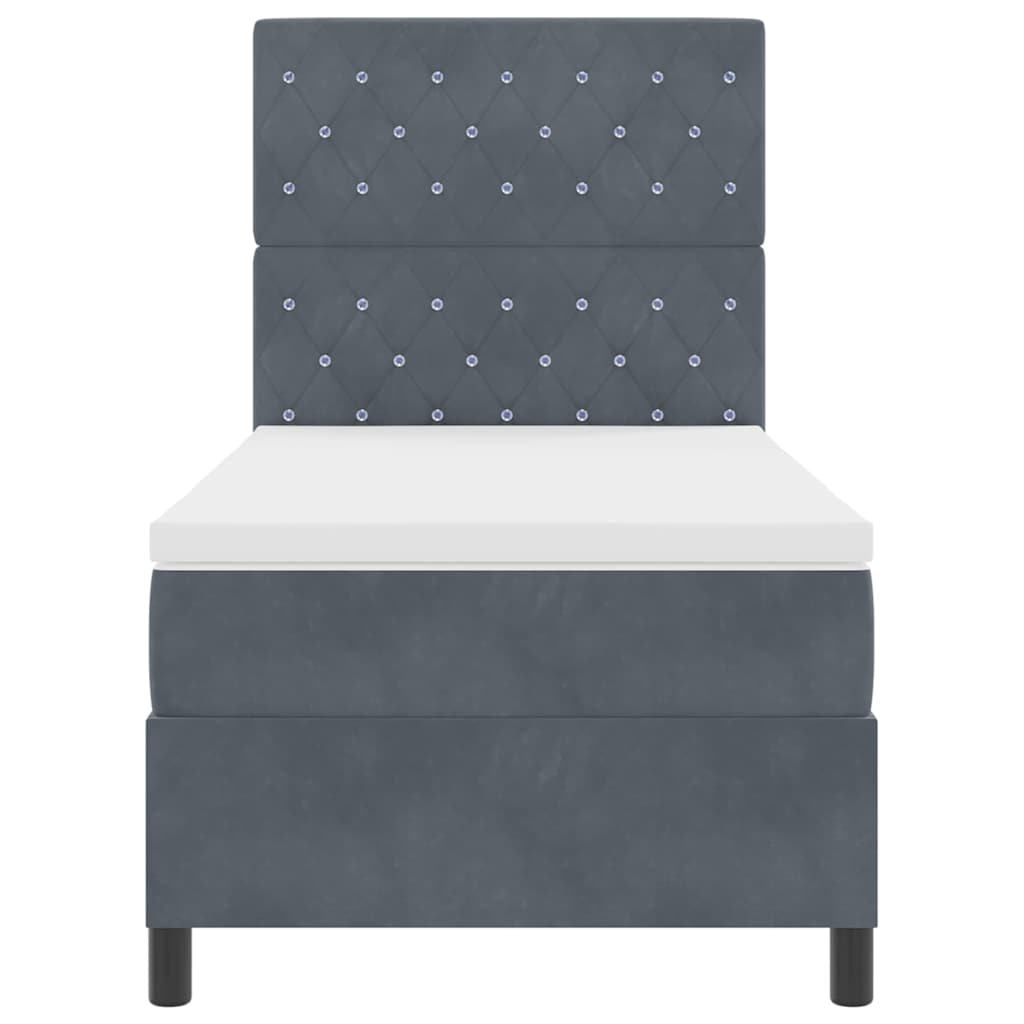 Box Spring Seng Med Madras Mørkegrå 90 X 190 Cm Fløjl - Billede 8