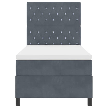 Box Spring Seng Med Madras Mørkegrå 100 X 200 Cm Fløjl - Billede 8