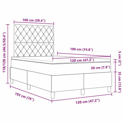 Box Spring Seng Med Madras Mørkegrå 120 X 190 Cm Fløjl - Billede 13