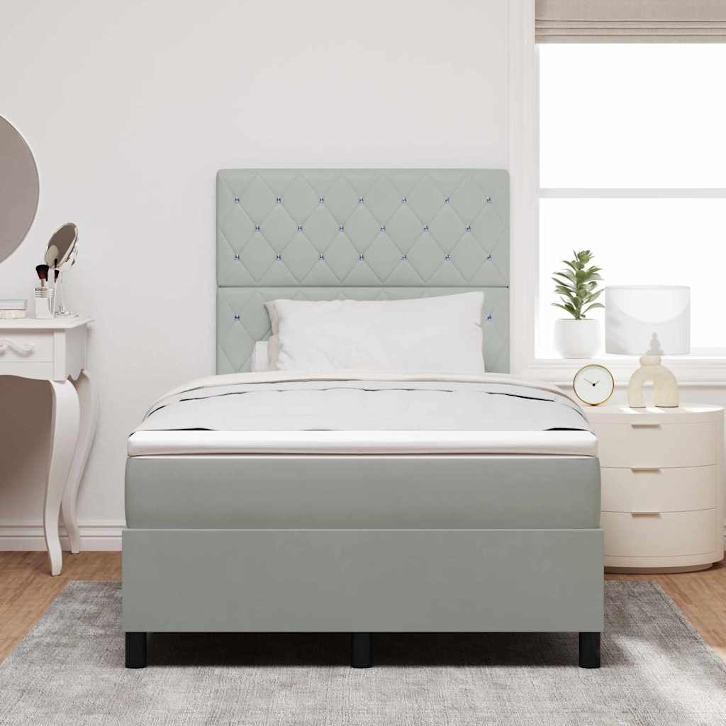 Box Spring Seng Med Madras Lysegrå 120 X 200 Cm Fløjl - Billede 5