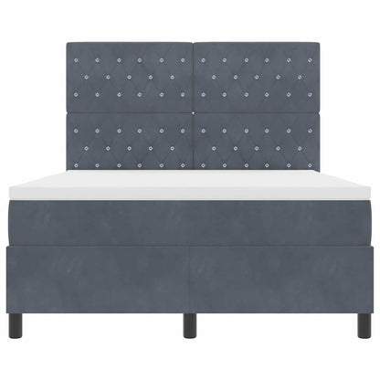 Box Spring Seng Med Madras Mørkegrå 140 X 200 Cm Fløjl - Billede 8