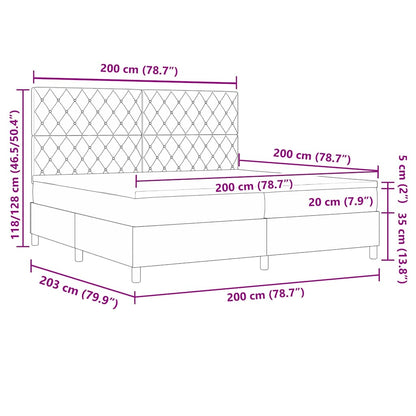 Box Spring Seng Med Madras Lysegrå 200 X 200 Cm Fløjl - Billede 13