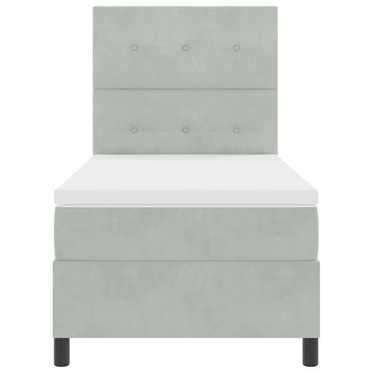 Box Spring Seng Med Madras Lysegrå 80 X 200 Cm Fløjl - Billede 8