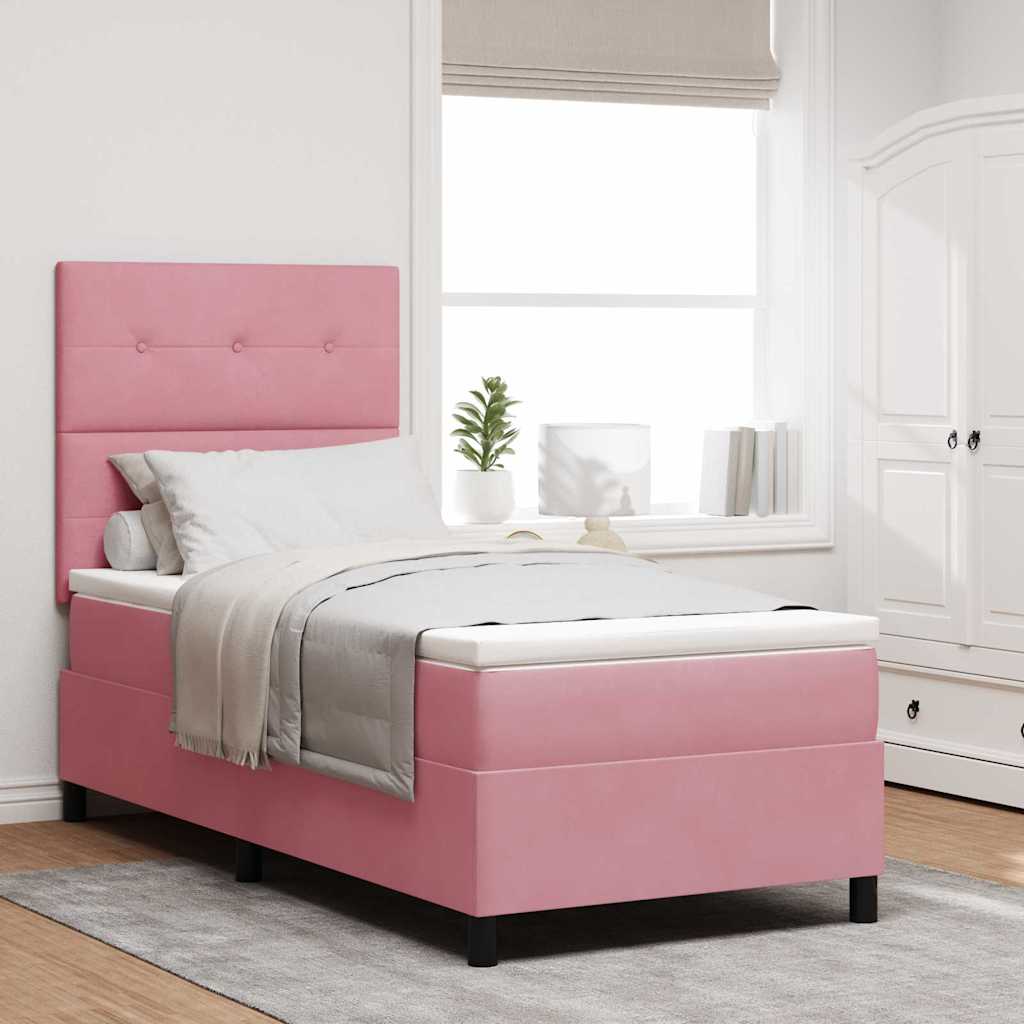 Box Spring Seng Med Hovedgærde Fløjl - Variant 3339805