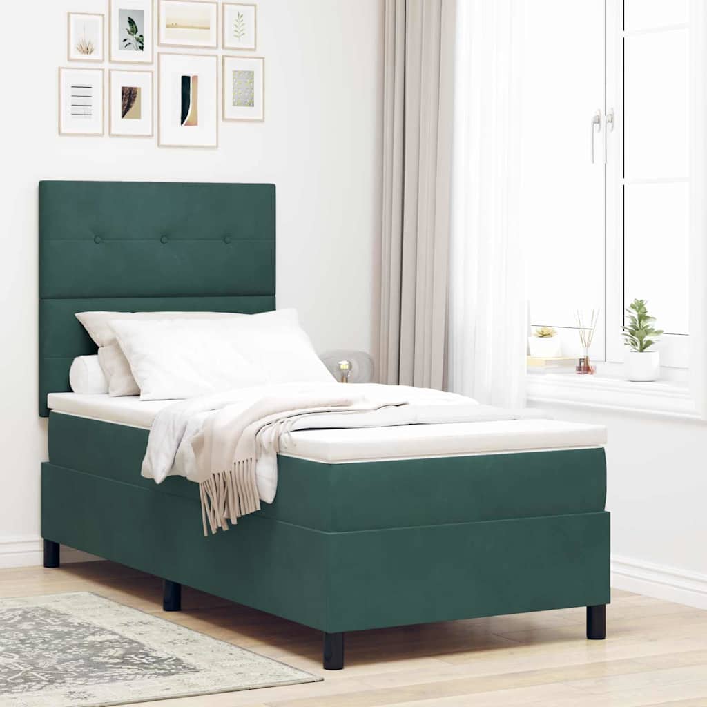 Box Spring Seng Med Hovedgærde Fløjl - Variant 3339809