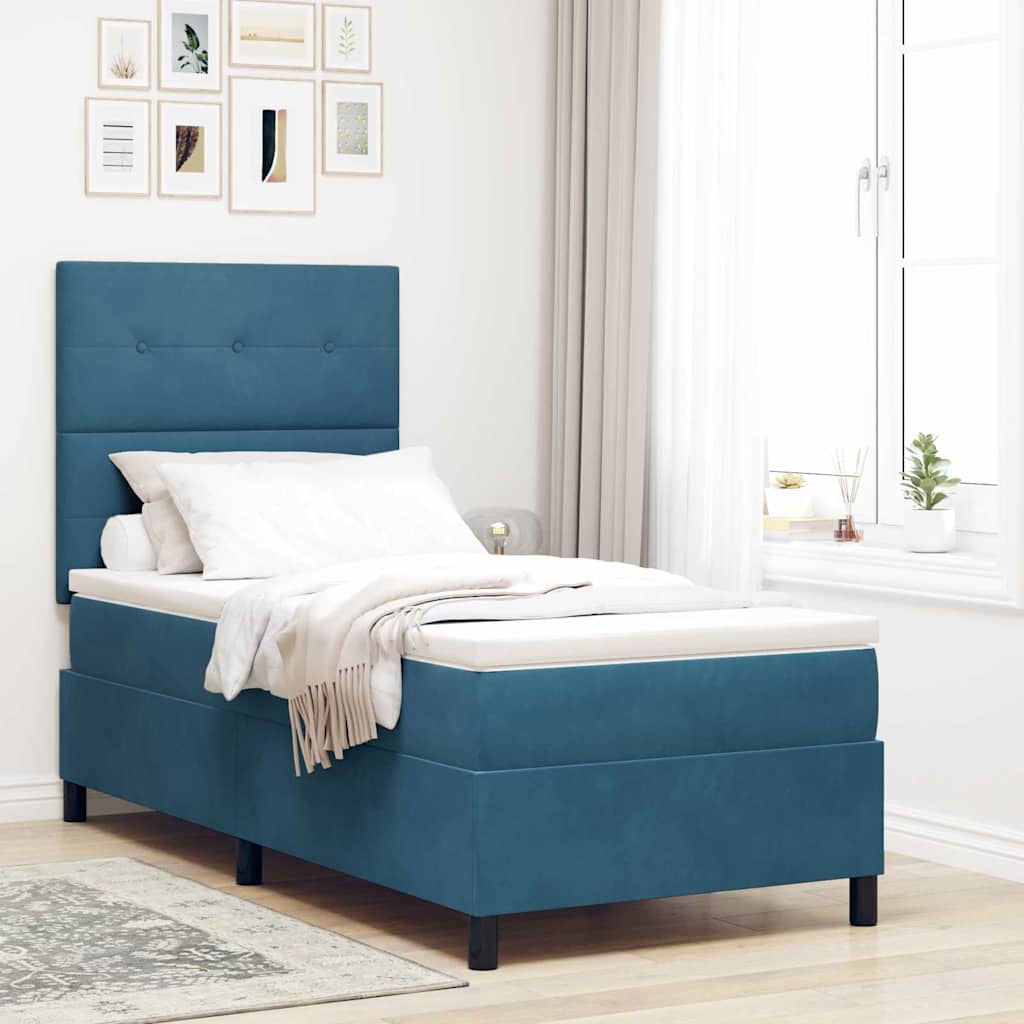 Box Spring Seng Med Hovedgærde Fløjl - Variant 3339810