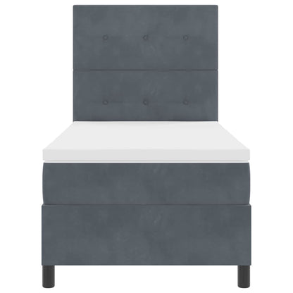 Box Spring Seng Med Madras Mørkegrå 100 X 200 Cm Fløjl - Billede 8