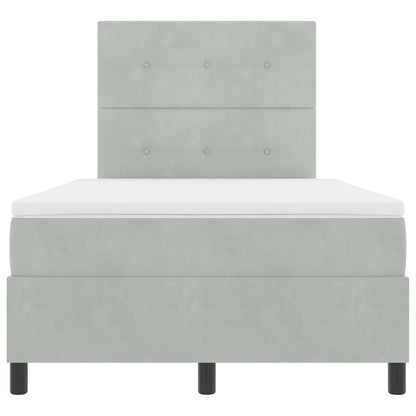 Box Spring Seng Med Madras Lysegrå 120 X 190 Cm Fløjl - Billede 8