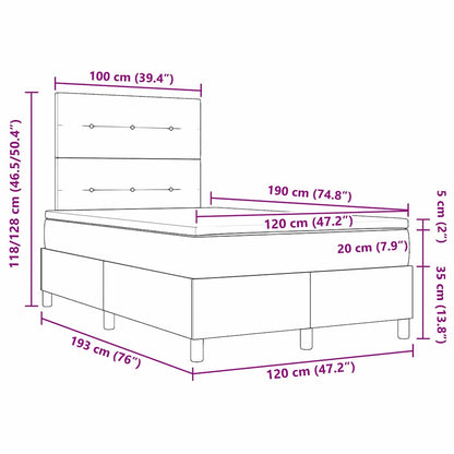 Box Spring Seng Med Madras Sort 120 X 190 Cm Fløjl - Billede 12
