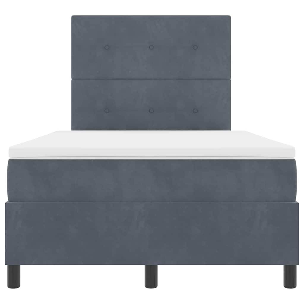 Box Spring Seng Med Madras Mørkegrå 120 X 200 Cm Fløjl - Billede 8