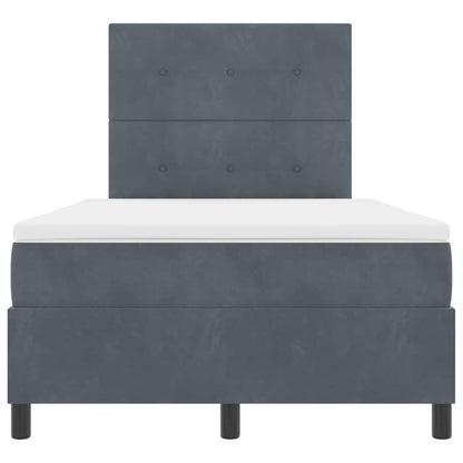 Box Spring Seng Med Madras Mørkegrå 120 X 200 Cm Fløjl - Billede 8