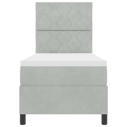 Box Spring Seng Med Madras Lysegrå 80 X 200 Cm Fløjl - Billede 8
