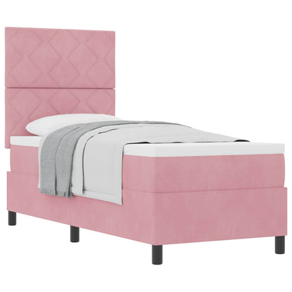 Box Spring Seng Med Hovedgærde Fløjl - Billede 2