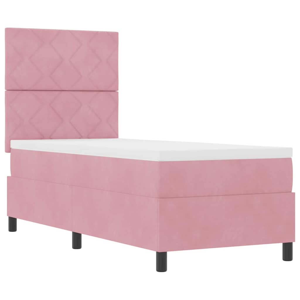 Box Spring Seng Med Hovedgærde Fløjl - Billede 4