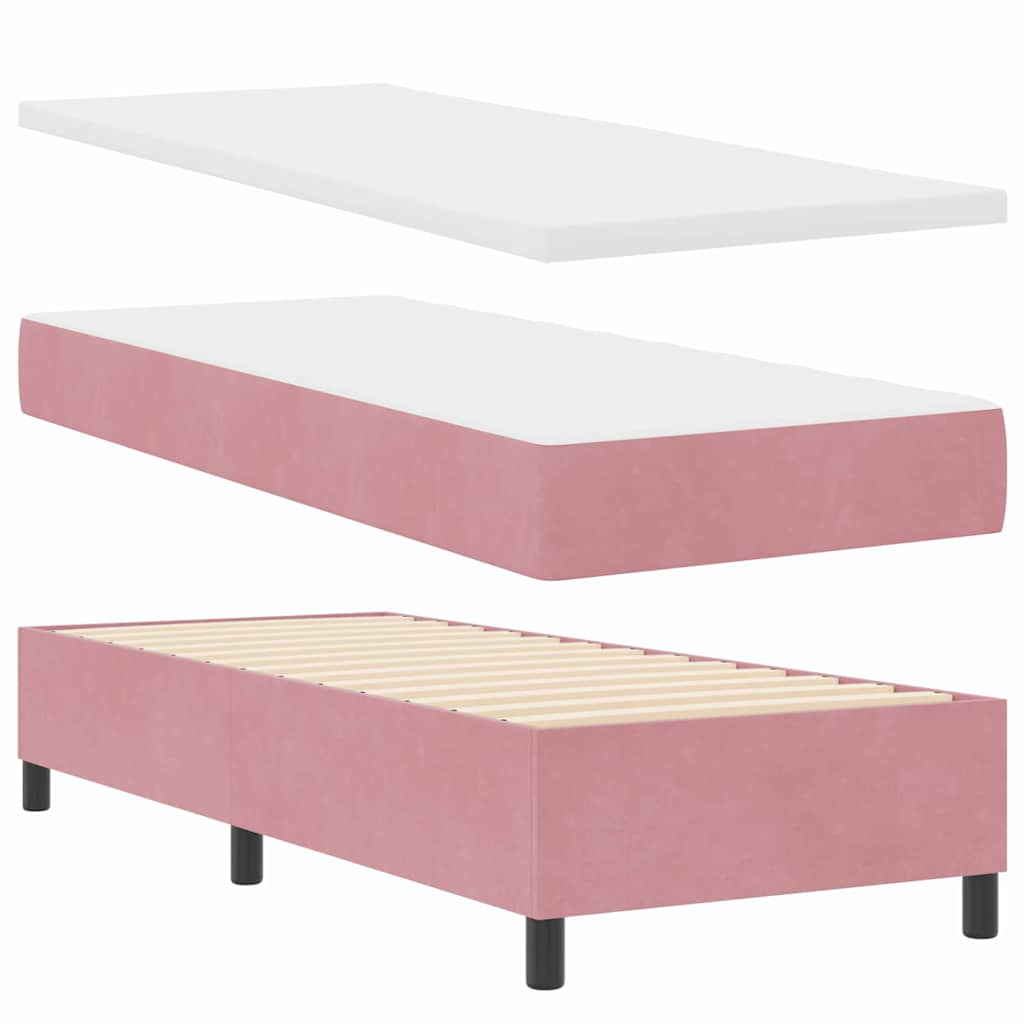 Box Spring Seng Med Hovedgærde Fløjl - Billede 5
