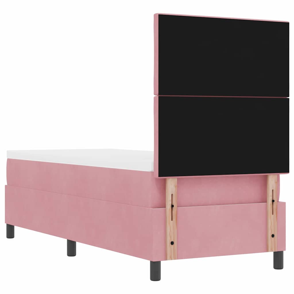 Box Spring Seng Med Madras Lyserød 80 X 200 Cm Fløjl - Billede 8