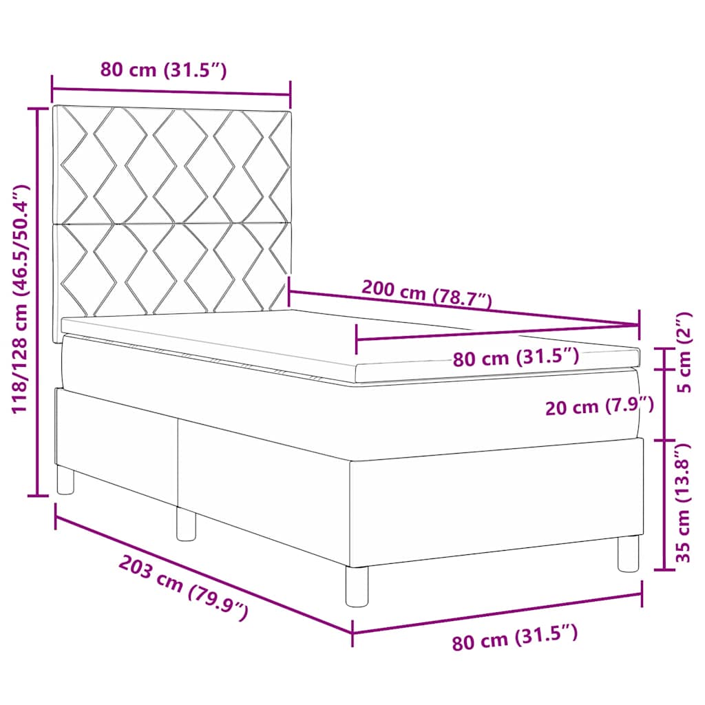 Box Spring Seng Med Madras Lyserød 80 X 200 Cm Fløjl - Billede 11