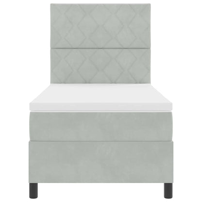 Box Spring Seng Med Madras Lysegrå 100 X 200 Cm Fløjl - Billede 8