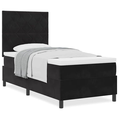 Box Spring Seng Med Madras Sort 100 X 200 Cm Fløjl - Billede 4