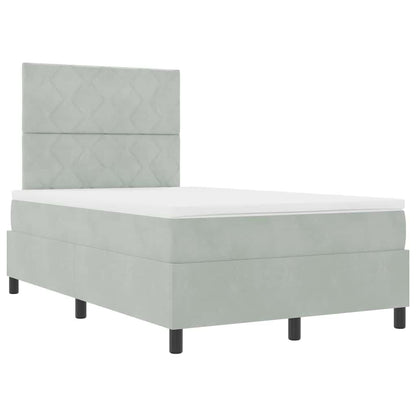 Box Spring Seng Med Madras Lysegrå 120 X 200 Cm Fløjl - Billede 6