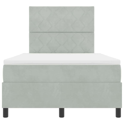 Box Spring Seng Med Madras Lysegrå 120 X 200 Cm Fløjl - Billede 8