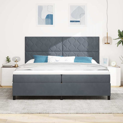 Box Spring Seng Med Madras Mørkegrå 200 X 200 Cm Fløjl - Billede 4