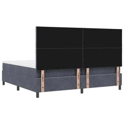 Box Spring Seng Med Madras Mørkegrå 200 X 200 Cm Fløjl - Billede 9