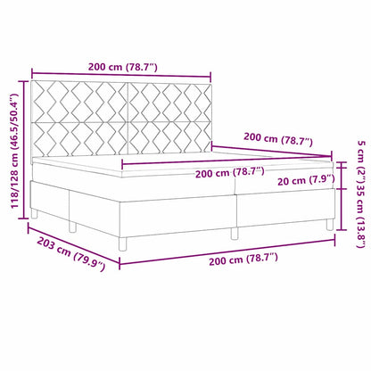 Box Spring Seng Med Madras Mørkegrå 200 X 200 Cm Fløjl - Billede 12