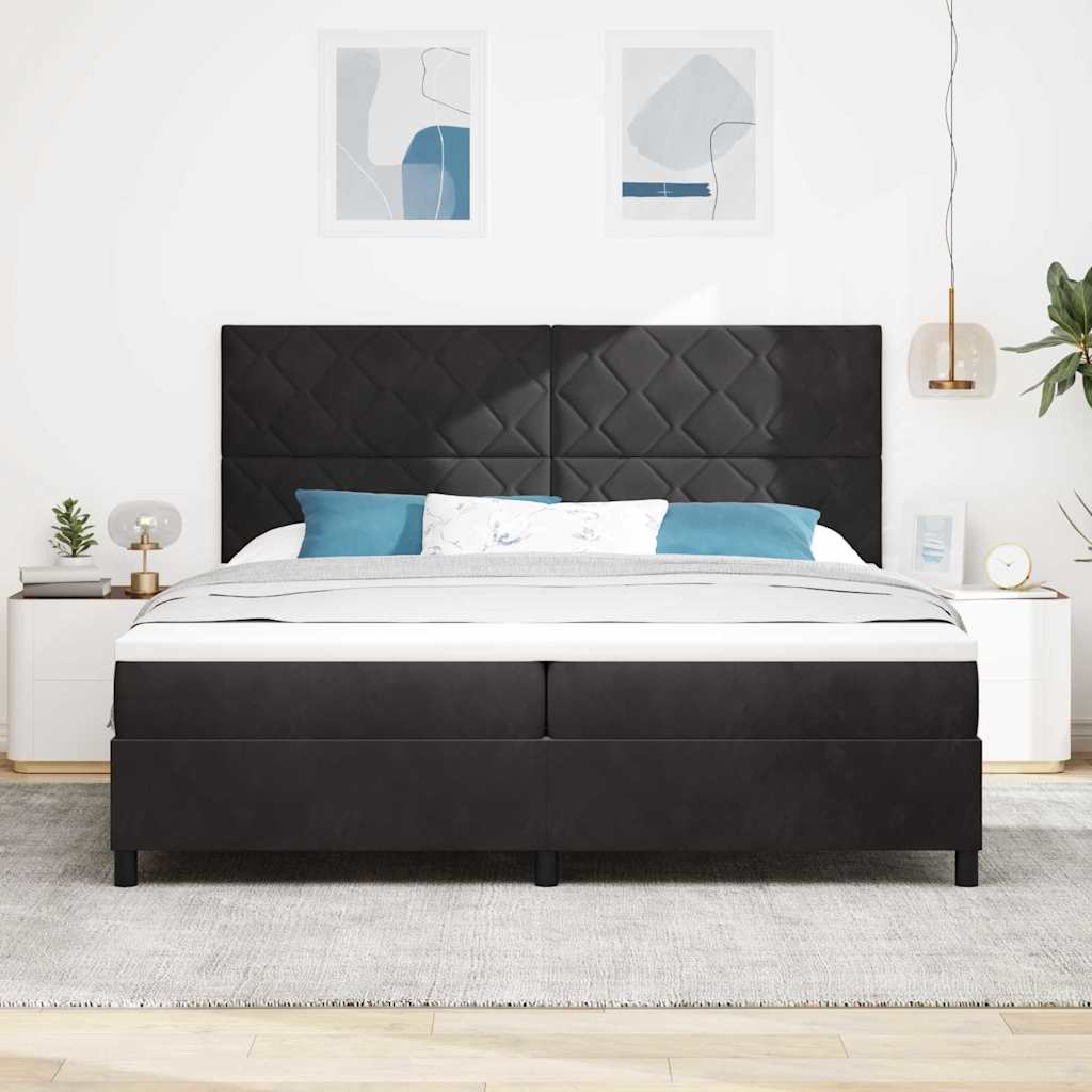 Box Spring Seng Med Madras Sort 200 X 200 Cm Fløjl - Billede 5