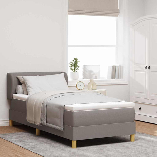 Boks Madrasseng Med Madras Creme 90x200 Cm Stof Gråbrun - Hovedbillede
