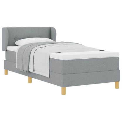 Boks Madrasseng Med Madras Creme 90x200 Cm Stof Lysegrå - Billede 3