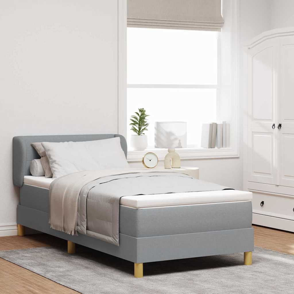Boks Madrasseng Med Madras Creme 90x200 Cm Stof Lysegrå - Hovedbillede