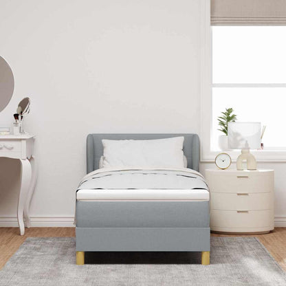 Boks Madrasseng Med Madras Creme 90x200 Cm Stof Lysegrå - Billede 5