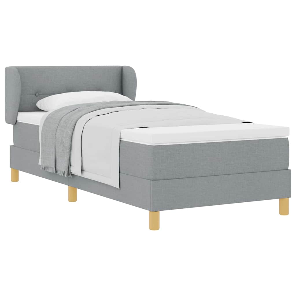 Boks Madrasseng Med Madras Creme 90x200 Cm Stof Lysegrå - Billede 3
