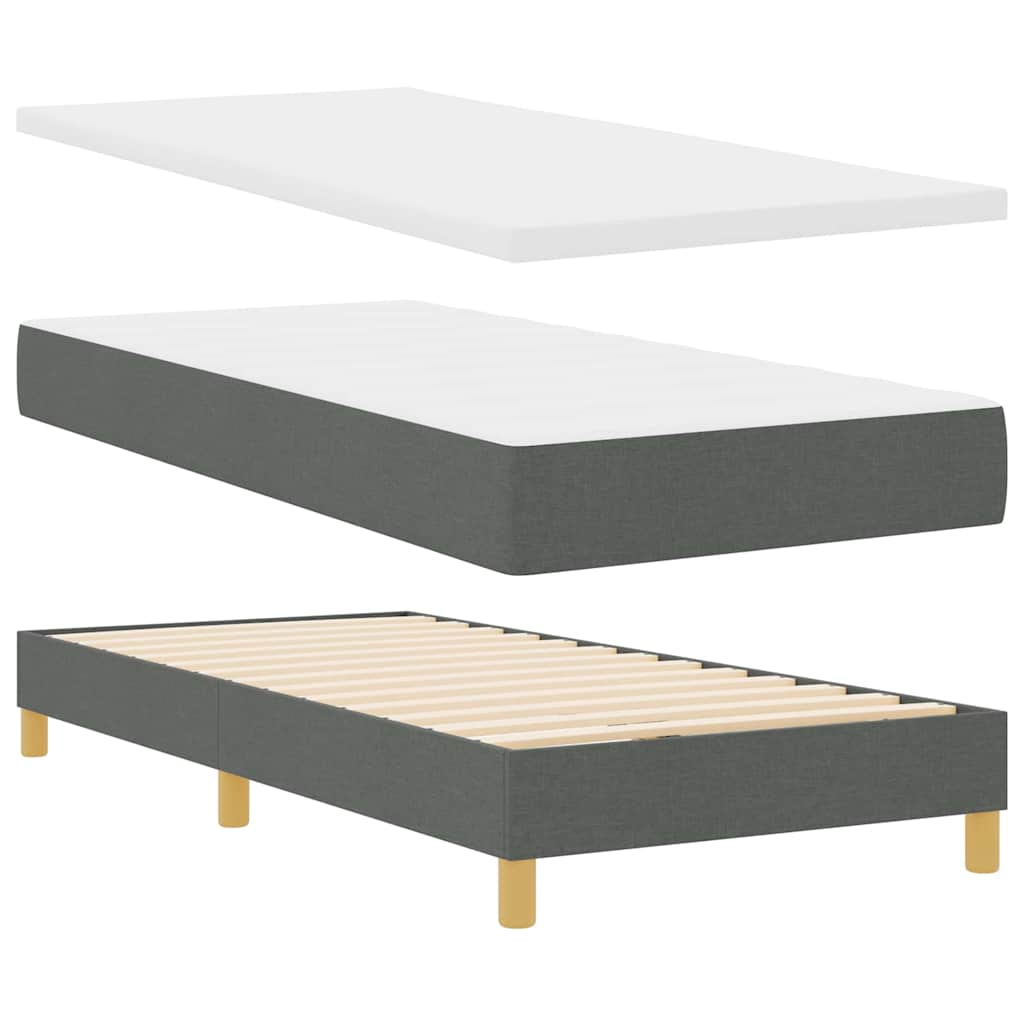 Boks Madrasseng Med Madras Creme 90x200 Cm Stof Mørkegrå - Billede 2