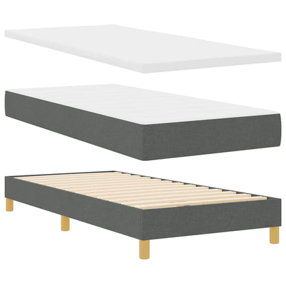 Boks Madrasseng Med Madras Creme 90x200 Cm Stof Mørkegrå - Billede 2