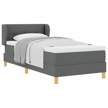 Boks Madrasseng Med Madras Creme 90x200 Cm Stof Mørkegrå - Billede 3