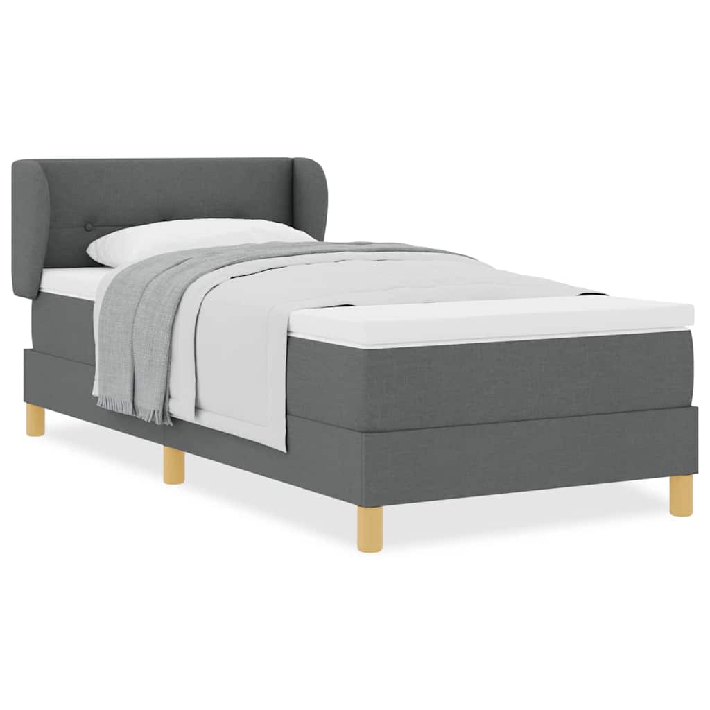 Boks Madrasseng Med Madras Creme 90x200 Cm Stof Mørkegrå - Billede 4