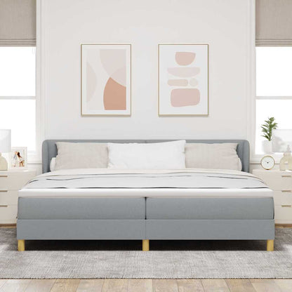 Boks Madrasseng Med Madras Creme 90x200 Cm Stof Lysegrå - Billede 5
