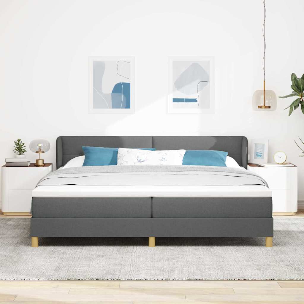Boks Madrasseng Med Madras Creme 90x200 Cm Stof Mørkegrå - Billede 5