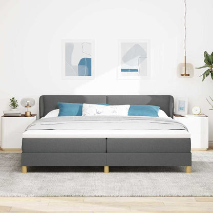 Boks Madrasseng Med Madras Creme 90x200 Cm Stof Mørkegrå - Billede 5