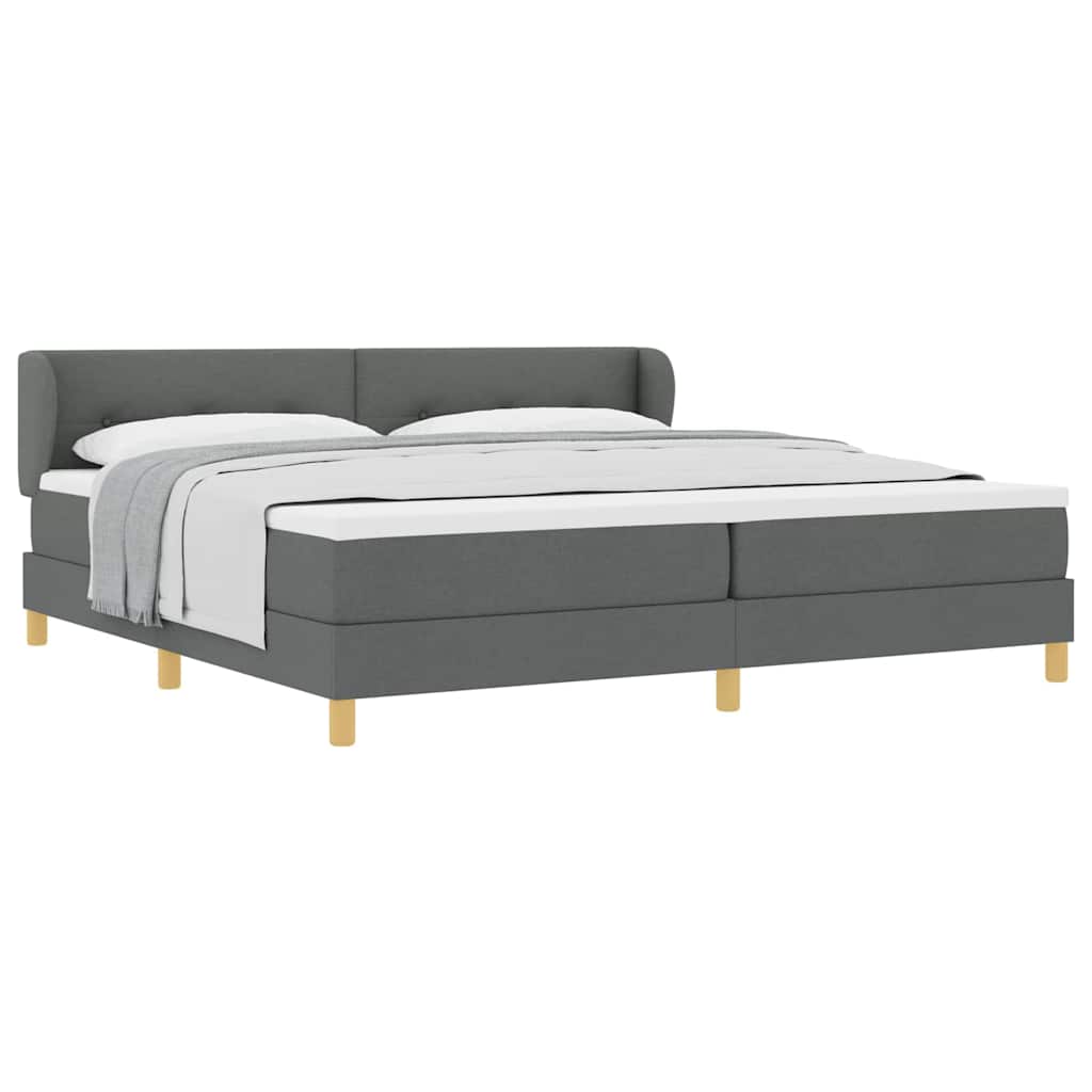 Boks Madrasseng Med Madras Creme 90x200 Cm Stof Mørkegrå - Billede 3