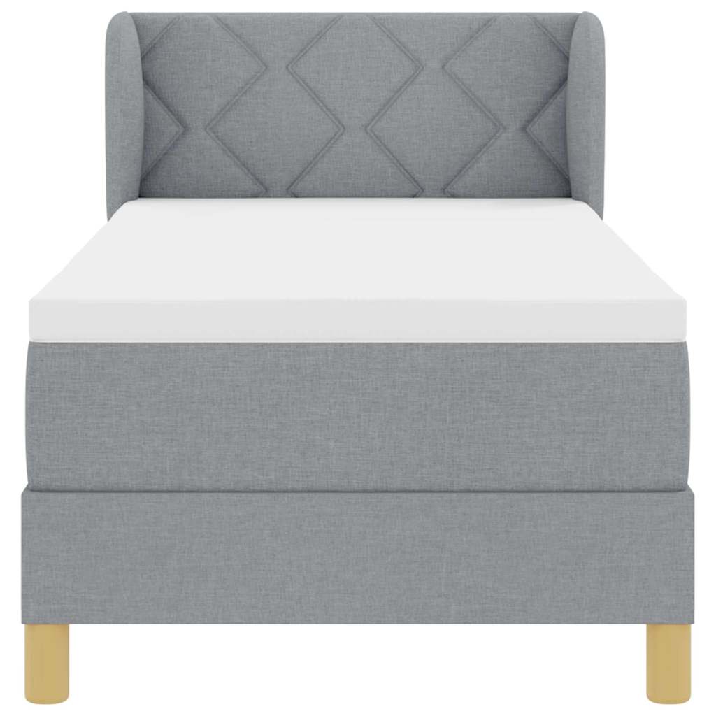 Boks Madrasseng Med Madras Creme 90x200 Cm Stof Lysegrå - Billede 8