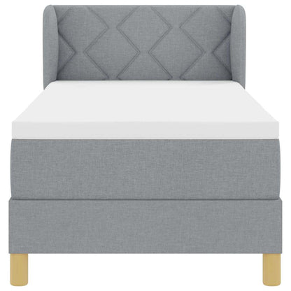 Boks Madrasseng Med Madras Creme 90x200 Cm Stof Lysegrå - Billede 8