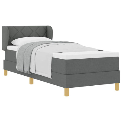 Boks Madrasseng Med Madras Creme 90x200 Cm Stof Mørkegrå - Billede 3