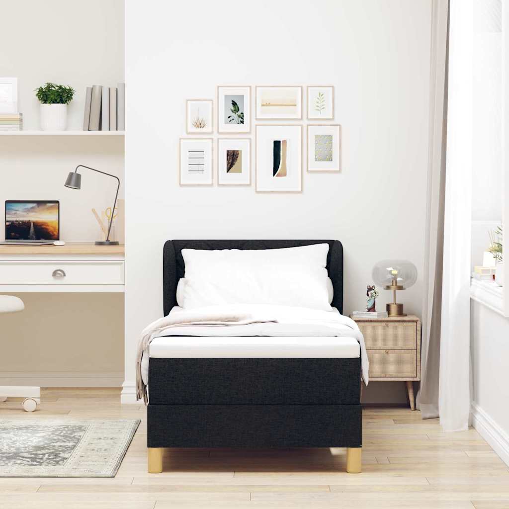 Boks Madrasseng Med Madras Creme 90x200 Cm Stof Med Madras Sort - Billede 5