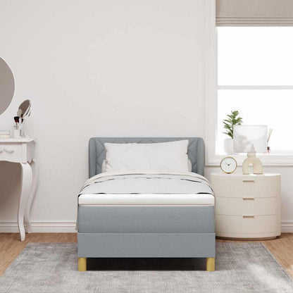 Boks Madrasseng Med Madras Creme 90x200 Cm Stof Lysegrå - Billede 5
