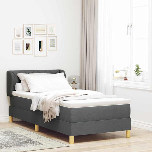 Boks Madrasseng Med Madras Creme 90x200 Cm Stof Mørkegrå - Hovedbillede